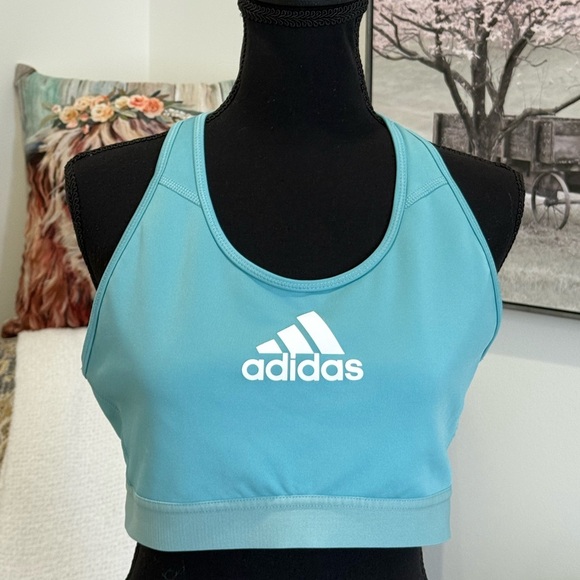 Adidas Blue Performance Sports Bra Moisture-Wicking Medium Support - Picture 1 of 6